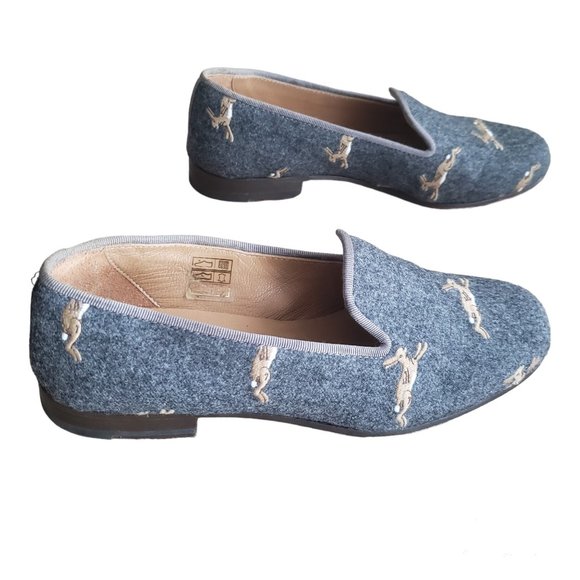 J. Crew /Stubbs & Wootton Gray Collab Classic Flannel Loafers Rabbit /Hare W(6) - Picture 9 of 13